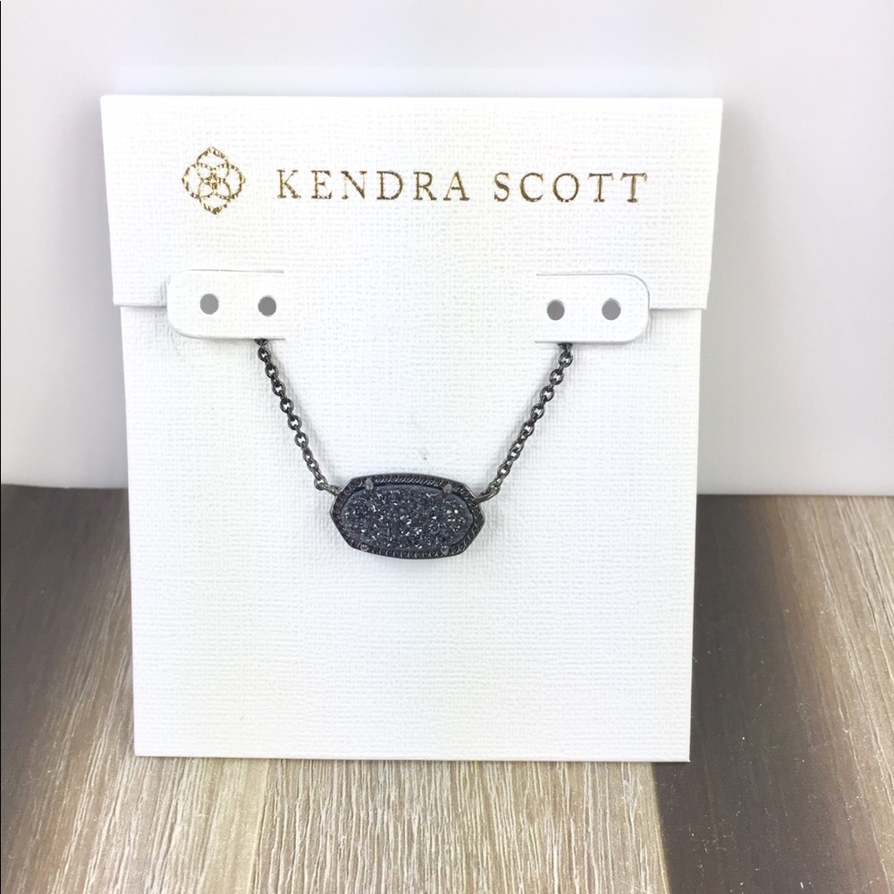 Kendra Scott Elisa black Drusy gunmetal necklace